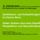 Visualbild Flyer zum 10. Forum IGGH. Es hat kein Bild darauf ausser Texte wie der Titel des Forums. In der Ecke oben rechts steht ein symbol für 10. Jubiläumsausgabe mit Lorbeerkranz.